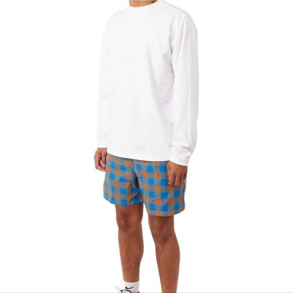 Nike Life Plaid Checkered Shorts Dark Driftwood Photo Blue Men's S DQ5186-258 - Picture 14 of 15